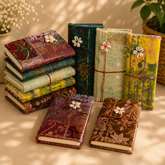Vintage Sari Patchwork Handmade Journal, Embroidered Fabric Diary, Boho Indian Notebook, Recycled Textile Journal, Artisan Gift