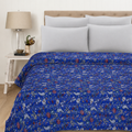 Floral Kantha Blue Handmade Throw Blanket