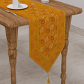 Yellow Floral Silk Brocade Table Runner, Formal Entertaining, Luxury Home Decor