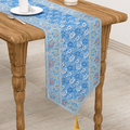 Handmade Blue Brocade Table Runner Unique Luxury Decor