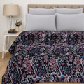 Vintage Kantha Black Floral Handmade Indian Quilt