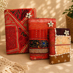 Vintage Sari Patchwork Handmade Journal, Embroidered Indian Fabric Diary, Boho Recycled Textile Notebook, Artisan Writing Gift