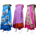 Vintage Silk Long Floral Beach Cover Up Handmade Skirt 5 Pcs Set