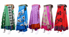 Vintage Silk Long Floral Beach Cover Up Handmade Skirt 5 Pcs Set