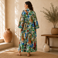 Handmade Cotton Kimono Robe for Women | Boho Long Cotton Kimono | Floral Lightweight Beach Cover Up | Resort Wear | Free Size