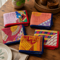 Colorful Kantha Placemats Set of 4 | Reversible Cotton Table Mats | Bohemian Kitchen Decor
