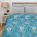 Beautiful Turquoise color Monkey print kantha Quilt Throw