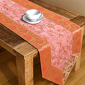 Luxury Brocade Table Runner Orange Floral Silk Runner