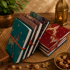 Handmade Indian Silk Brocade Journal, Vintage Sari Fabric Notebook 5 Pcs, Traditional Textile Diary, Boho Writing Journal, Artisan Gift