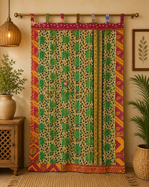 Vintage Kantha Handmade 100% Cotton Fusion Curtains