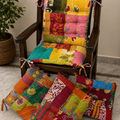 Boho Chic Kantha Chair Patchwork Cushion Handmade Indian Chair Pad Set Of 4 Pcs