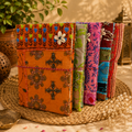 Vintage Embroidered Patchwork Journal, Handmade Recycled Fabric Notebook 5 Pcs, Boho Indian Diary, Artisan Writing Journal, Unique Gift