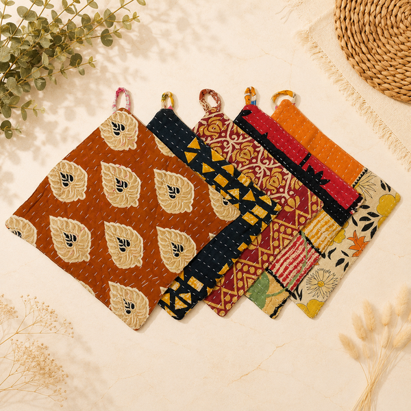 Mix Assorted Vintage kantha Pot Holder Set Of 4 Pcs