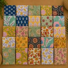 Hand Block Printed Cotton Fabric Napkins, Indian Floral Cloth Napkins 20 Pcs,Reusable Dinner Napkins, Boho Table Decor, Mixed Assorted Set