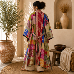 Assorted Vintage Kantha Cotton Patchwork Kimono Long Robe