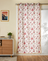Indian Handmade 100% Cotton Pink Floral Curtain