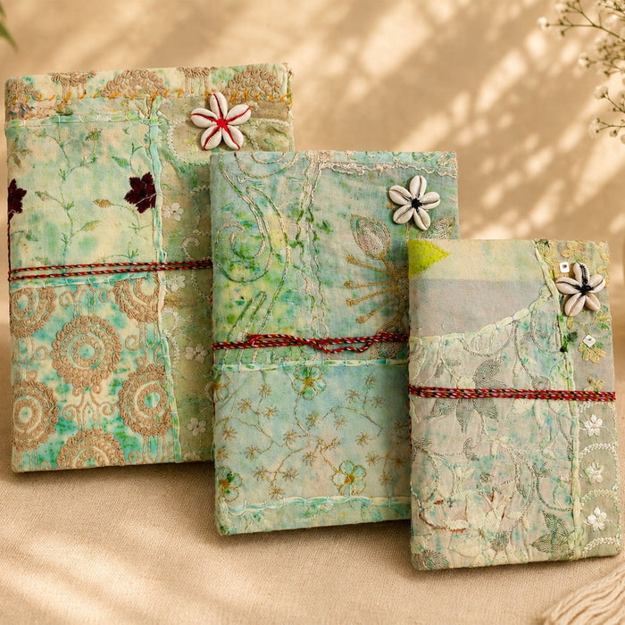Vintage Sari Patchwork Handmade Journal, Embroidered Fabric Diary, Boho Indian Notebook, Recycled Textile Journal, Unique Gift