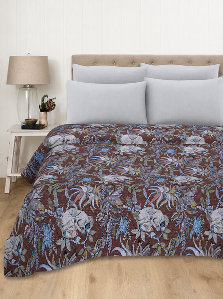 Brown Monkey Print Fabric Quilt Throw Bohemian