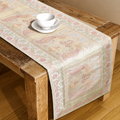 Gold Embroidered Brocade 72Lx14W Inch Beige Table Runner