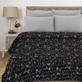 Indian Handmade Kantha Floral Black Quilt
