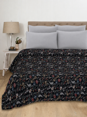 Indian Handmade Kantha Floral Black Quilt