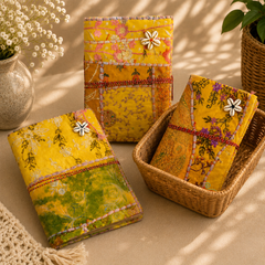 Vintage Sari Patchwork Handmade Journal, Embroidered Fabric Diary, Boho Indian Notebook, Recycled Textile Writing Journal Gift