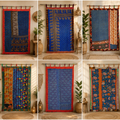 Indian Handmade Kantha Quilted 100% Cotton Fusion Blue Curtain