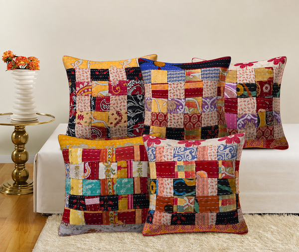Assorted Vintage Patchwork Kantha Quilted Cushion Cover