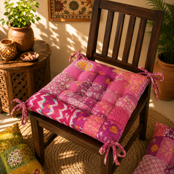 Vintage Purple Patchwork Chair Pad handmade Soft chair pad Cushion Pad Seat Pad 15x15 Inch 1 Pcs
