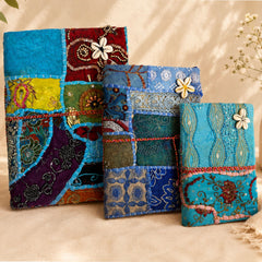 Vintage Sari Patchwork Handmade Journal, Embroidered Fabric Diary, Boho Indian Notebook, Recycled Textile Writing Journal, Unique Gift