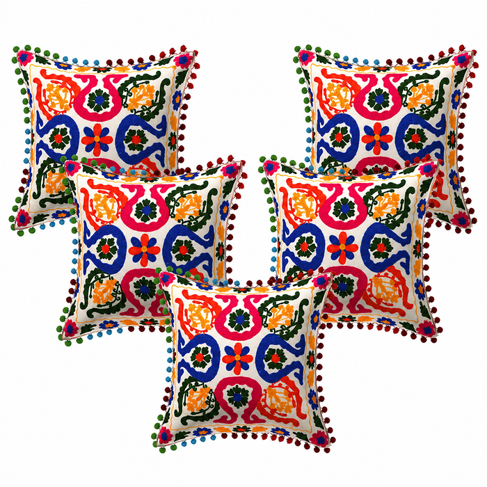 Suzani Embroidered Cushion Cover Handmade Traditional Set 5 Pcs