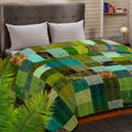 Green Colorful Elegant Silk Quilt - Patchwork Pattern, Soft & Cozy