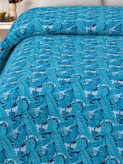 Blue Floral Vintage Print Handmade Bohemian Quilt