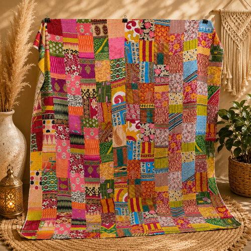 Assorted Vintage Kantha Handmade Patchwork Kantha Quilt