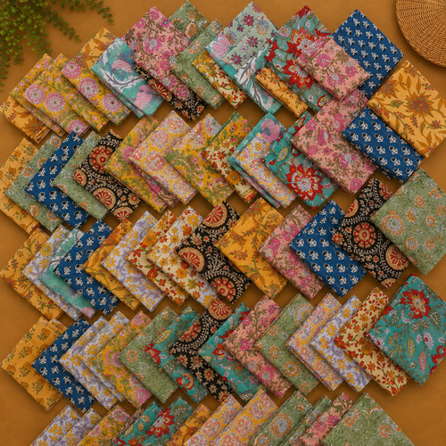 Hand Block Printed Cotton Napkins – Indian Floral Cloth Dinner Napkins 20 pcs, Reusable Table Napkins, Boho Mixed Assorted Set
