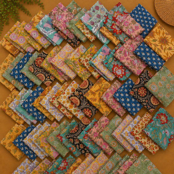 Hand Block Printed Cotton Napkins, Indian Floral Cloth Dinner Napkins 20 Pcs, Reusable Table Napkins, Boho Kitchen Dining Decor, Mixed Assorted