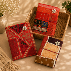 Vintage Sari Patchwork Handmade Journal, Embroidered Indian Fabric Diary, Boho Recycled Textile Notebook, Artisan Writing Gift