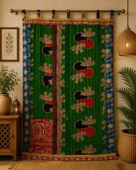 Vintage Kantha Handmade 100% Cotton Fusion Curtains
