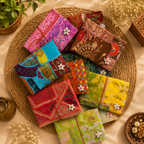 Vintage Embroidered Patchwork Journal, Handmade Recycled Fabric Notebook 5 Pcs, Boho Indian Diary, Artisan Writing Journal, Unique Gift