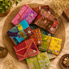 Vintage Embroidered Patchwork Journal, Handmade Recycled Fabric Notebook 5 Pcs, Boho Indian Diary, Artisan Writing Journal, Unique Gift
