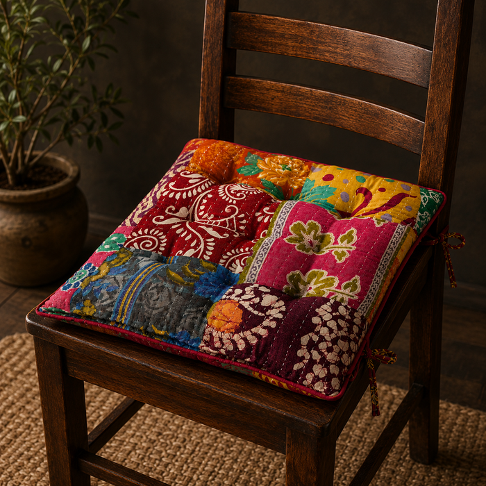 Chair Pad - Kantha handmade Soft chair seat pad garden kitchen Pads 1 Piece (13 Colour Option Available)