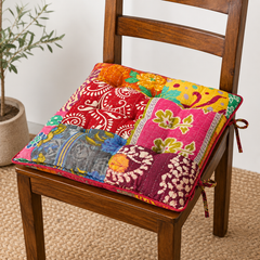 Kantha Handmade Soft Chair Multicolor Chair Cushion Pad