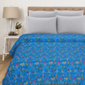 Kantha Cotton Quilt Turquoise Paradise Floral Bedcover