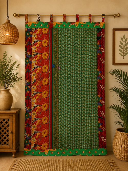 Vintage Kantha Handmade 100% Cotton Fusion Curtains