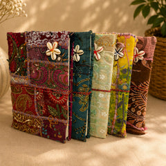 Vintage Sari Patchwork Handmade Journal, Embroidered Fabric Diary, Boho Indian Notebook, Recycled Textile Journal, Artisan Gift