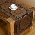 Embroidered Zari Black Brocade Table Linen Decor Runner