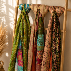 Multicolor Reversible Patchwork Silk Kantha Stich 5 Pcs