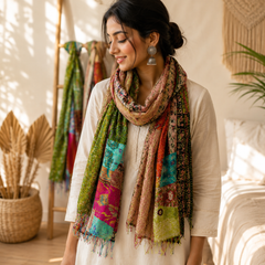 Multicolor Reversible Patchwork Silk Kantha Stich 5 Pcs