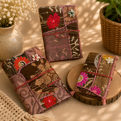 Vintage Sari Patchwork Handmade Journal, Embroidered Indian Fabric Diary, Boho Recycled Textile Notebook, Artisan Journal Gift