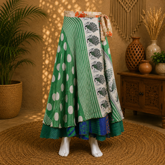 Vintage Silk Sari Wrap Skirt for Women | Handmade Upcycled Sari Maxi Skirt | Adjustable Tie Waist | Boho Beach Festival Skirt | Sustainable Clothing